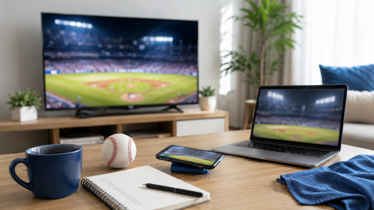 中日の交流戦2026を配信で見る方法をイメージしたスマホと野球ボール