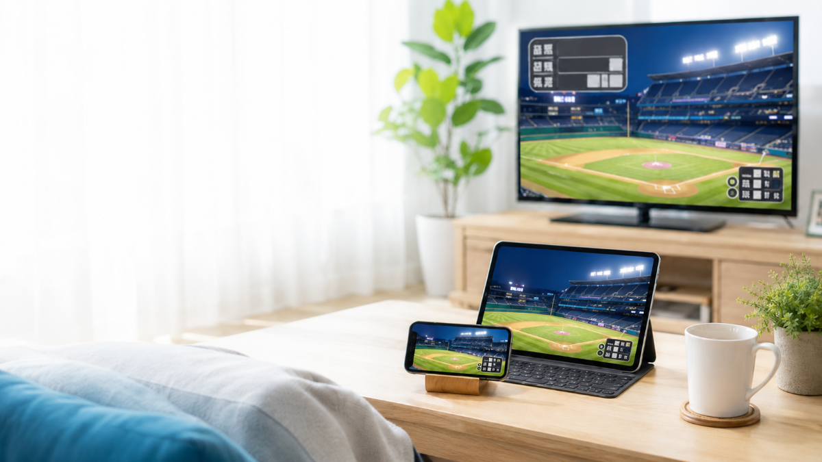 日本ハムの交流戦2026をスマホやテレビで配信視聴するイメージ