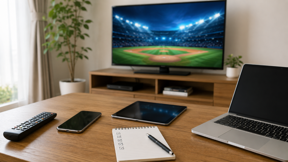 プロ野球交流戦のテレビ放送と配信サービスを比較するイメージ